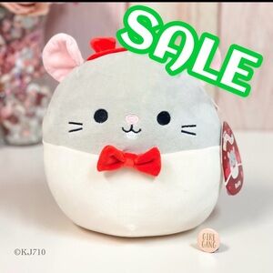 🆕 Squishmallow Rusty the Rat W/ Red Bow Tie BNWT Valentines
